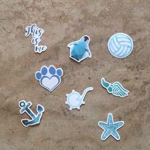 Blue stickers (good for hard surfaces only)